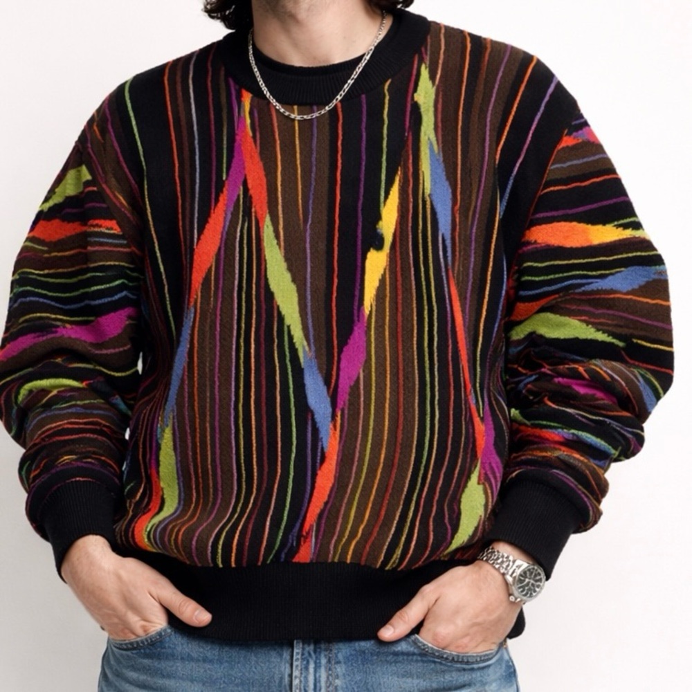 Vintage 90s Norm Thompson Tundra 3D Sweater Coogi Style Sz XL 100% Cotton